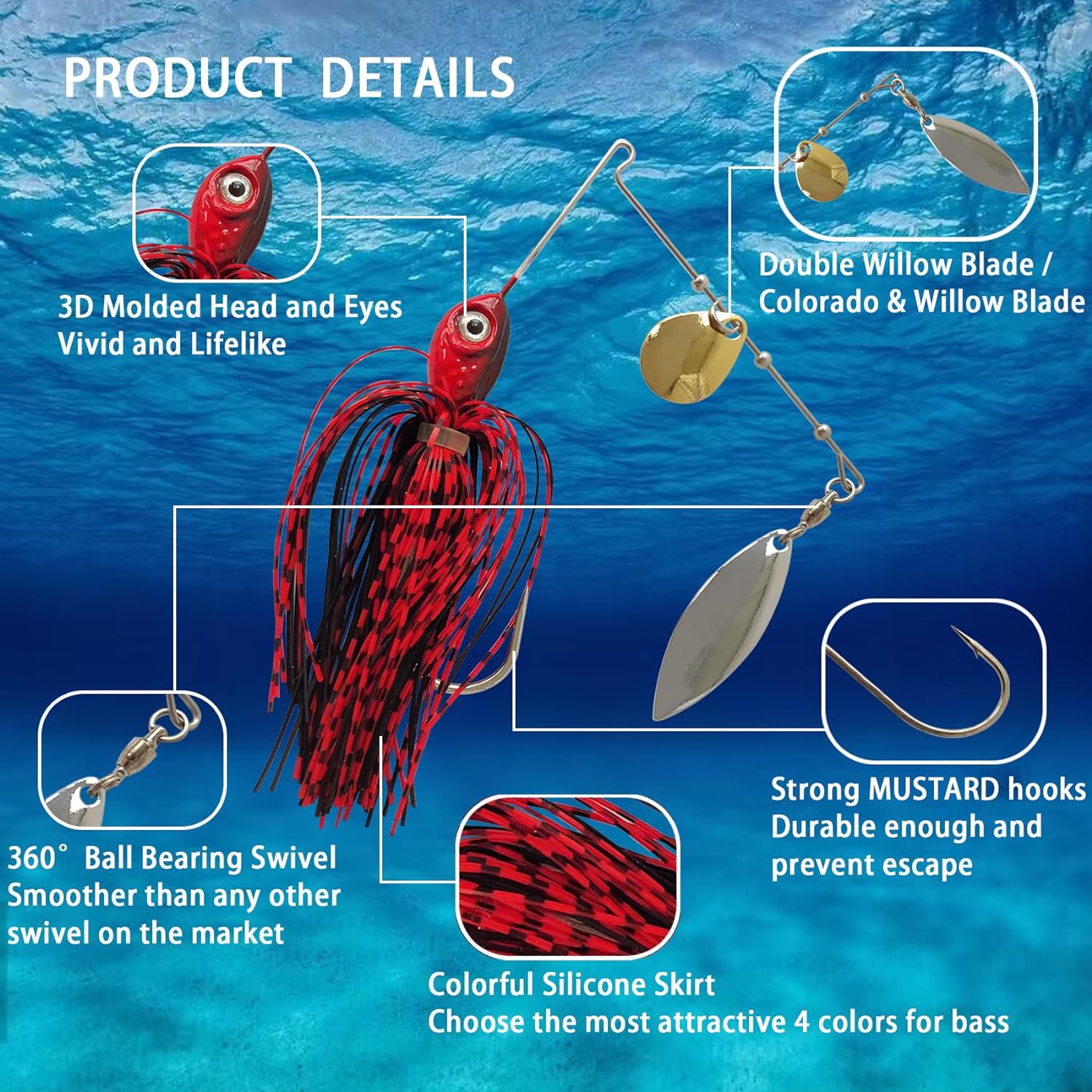 Eupheng Spinner Bait Spoon Wir - Fishing Lure Buzzbait ulasan dan harga